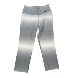 CLEARANCE Nike Dri Fit Cropped Leggings Black Grey White Stripe Size XS​​​​​​​​